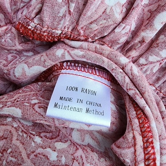 Zesica Wrap Dress Women Red White Floral Flutter Sleeve Rayon V-Neck Sz M - Picture 12 of 12